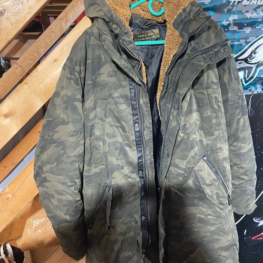 Zara Men Camo Hooded Field Jacket